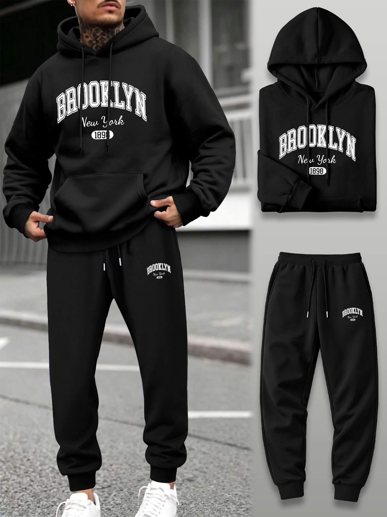 Outdoor Sport Hoodie - Setelan Olahraga Pria 2 Potong, Hoodie