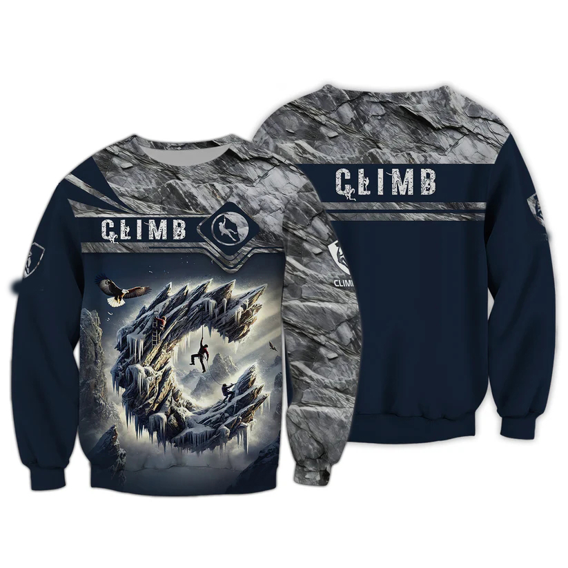 Outdoor Sport Club - Kaos Pria 3D Climbing Print, Fashion
