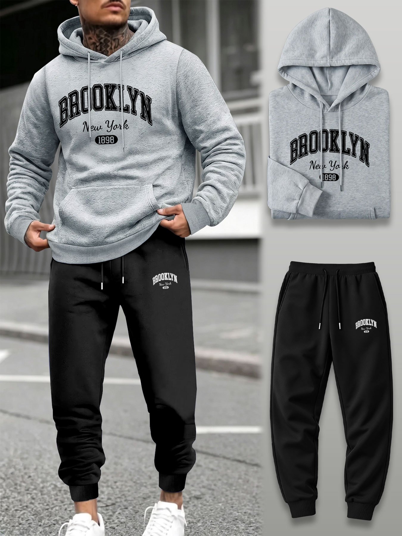 Setelan Olahraga Pria 2 Potong - Outdoor Sport Hoodie ulasan dan harga